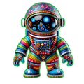 Alebrije astronaut graphic t-shirt inspired by Mexican folk art and cosmic space aesthetics