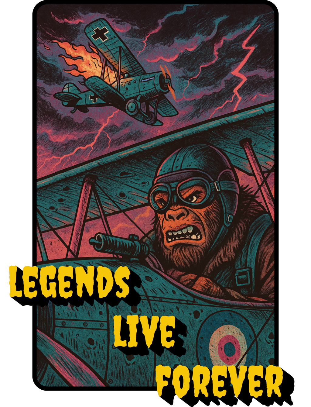 Bigfoot WW1 soldier graphic t-shirt inspired by military history and cryptid mythology