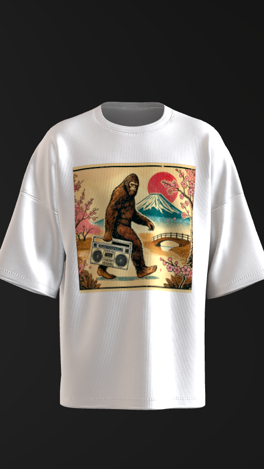 Bigfoot in Japan shirt inspired by Japanese street culture and underground music