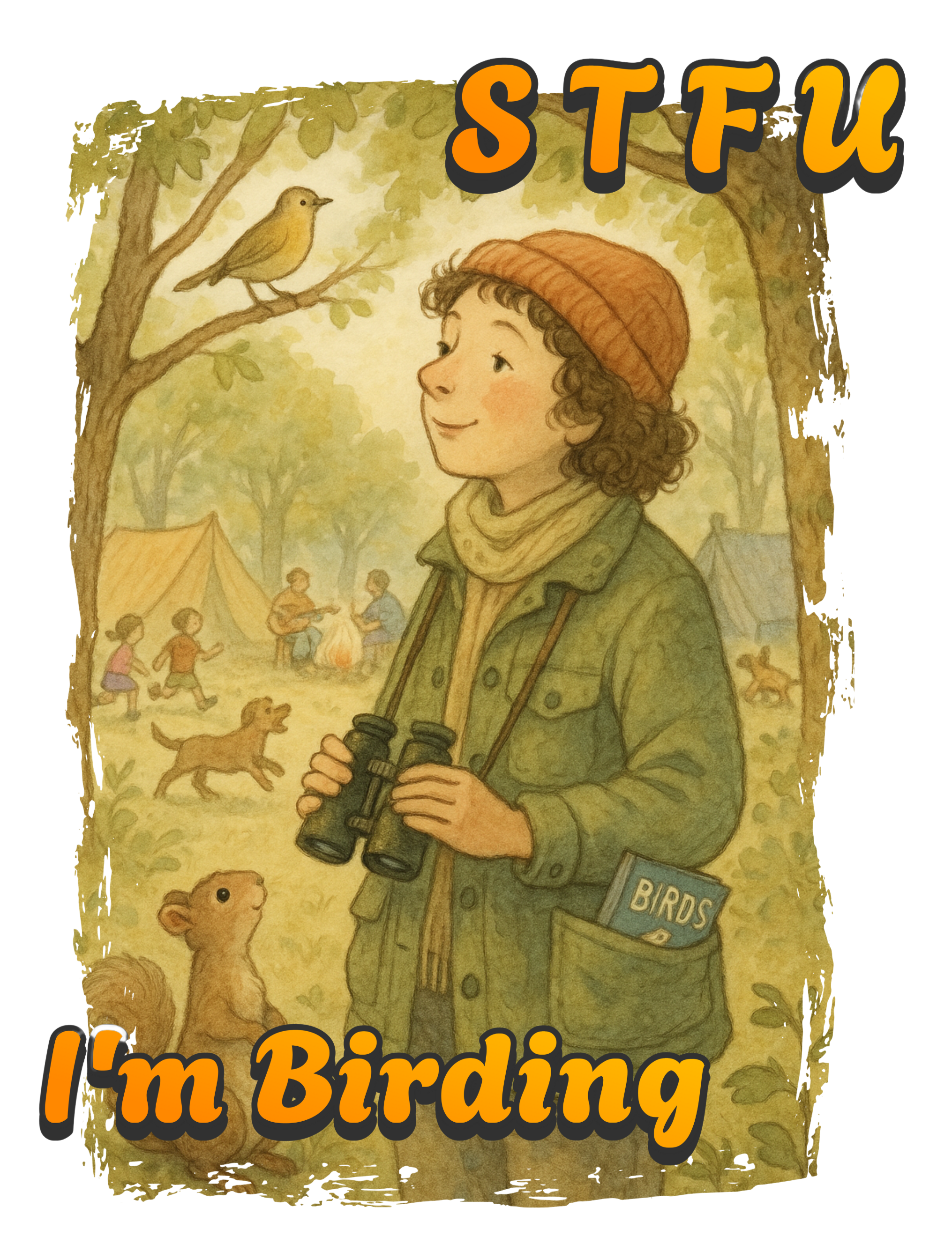 Funny STFU I’m Birding women’s graphic t-shirt for birdwatchers and birding humor fans