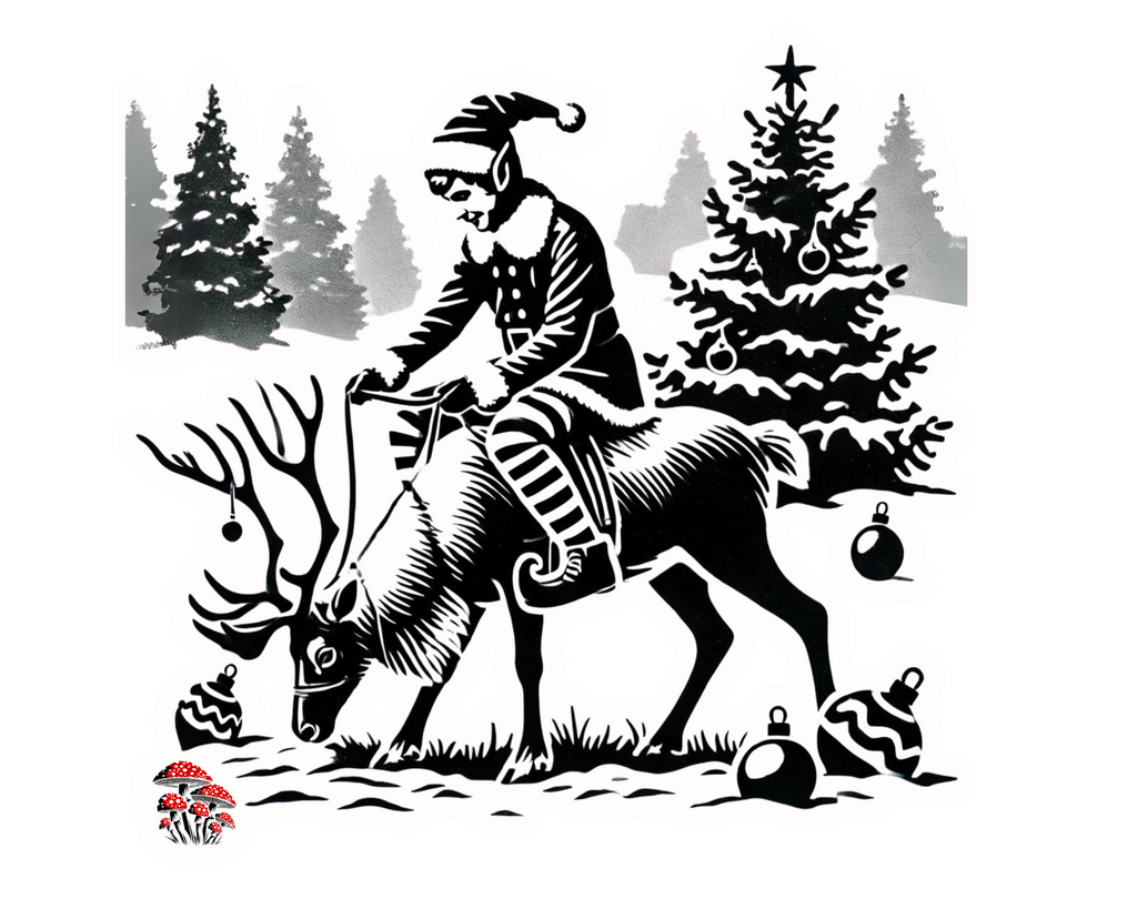 Enchanted Winter Solstice Christmas graphic t-shirt inspired by magical winter holiday storytelling