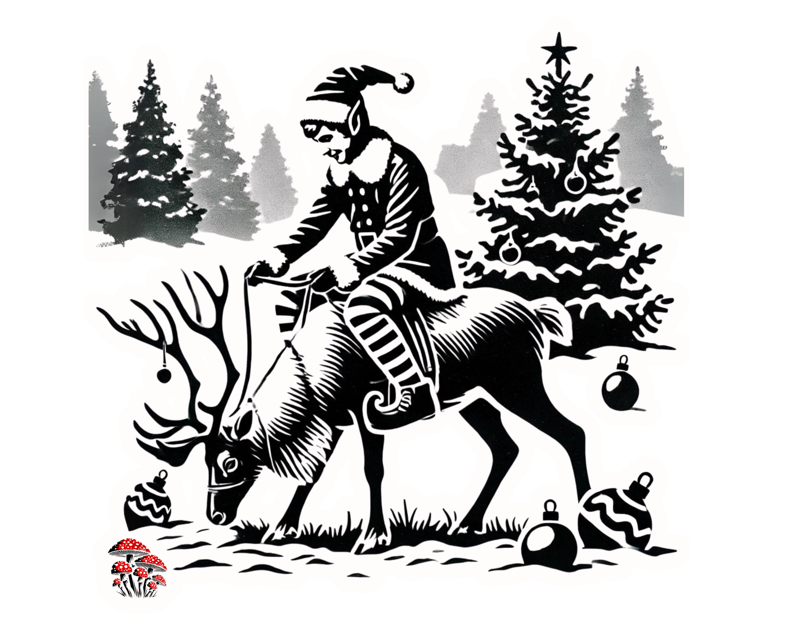 Enchanted Winter Solstice Christmas graphic t-shirt inspired by magical winter holiday storytelling