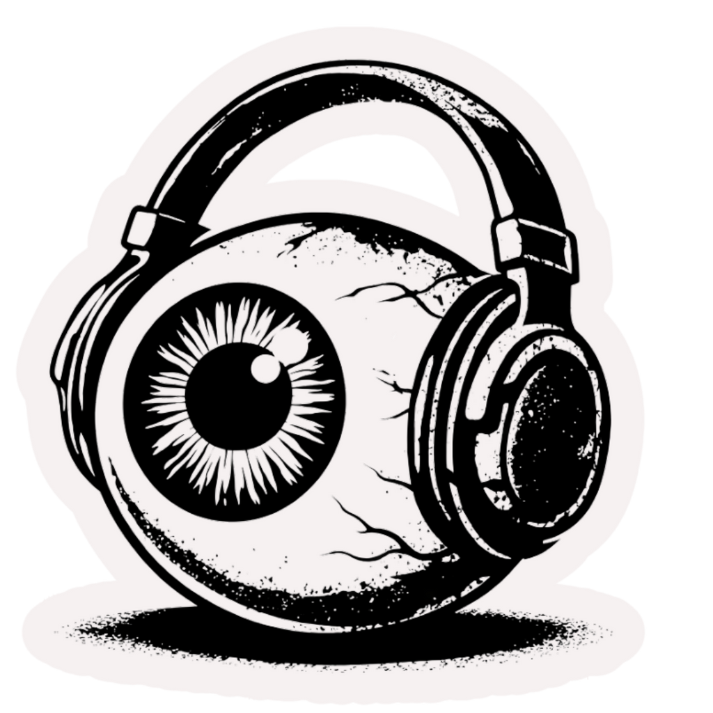 Music Above All graphic t-shirt featuring eyeball with headphones inspired by underground music culture