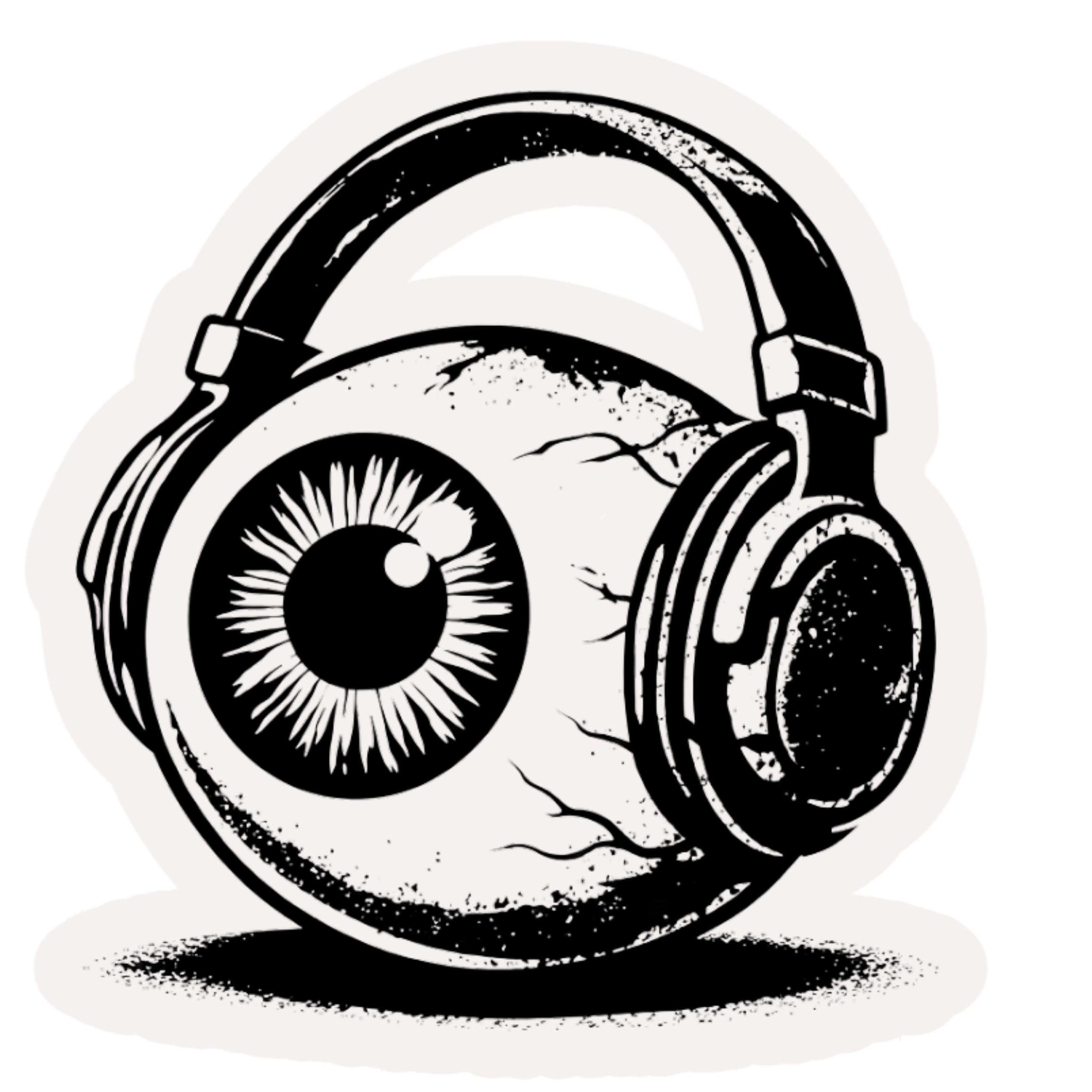 Music Above All graphic t-shirt featuring eyeball with headphones inspired by underground music culture