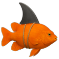 Funny Garibaldi fish graphic t-shirt dressed as shark with California ocean humor