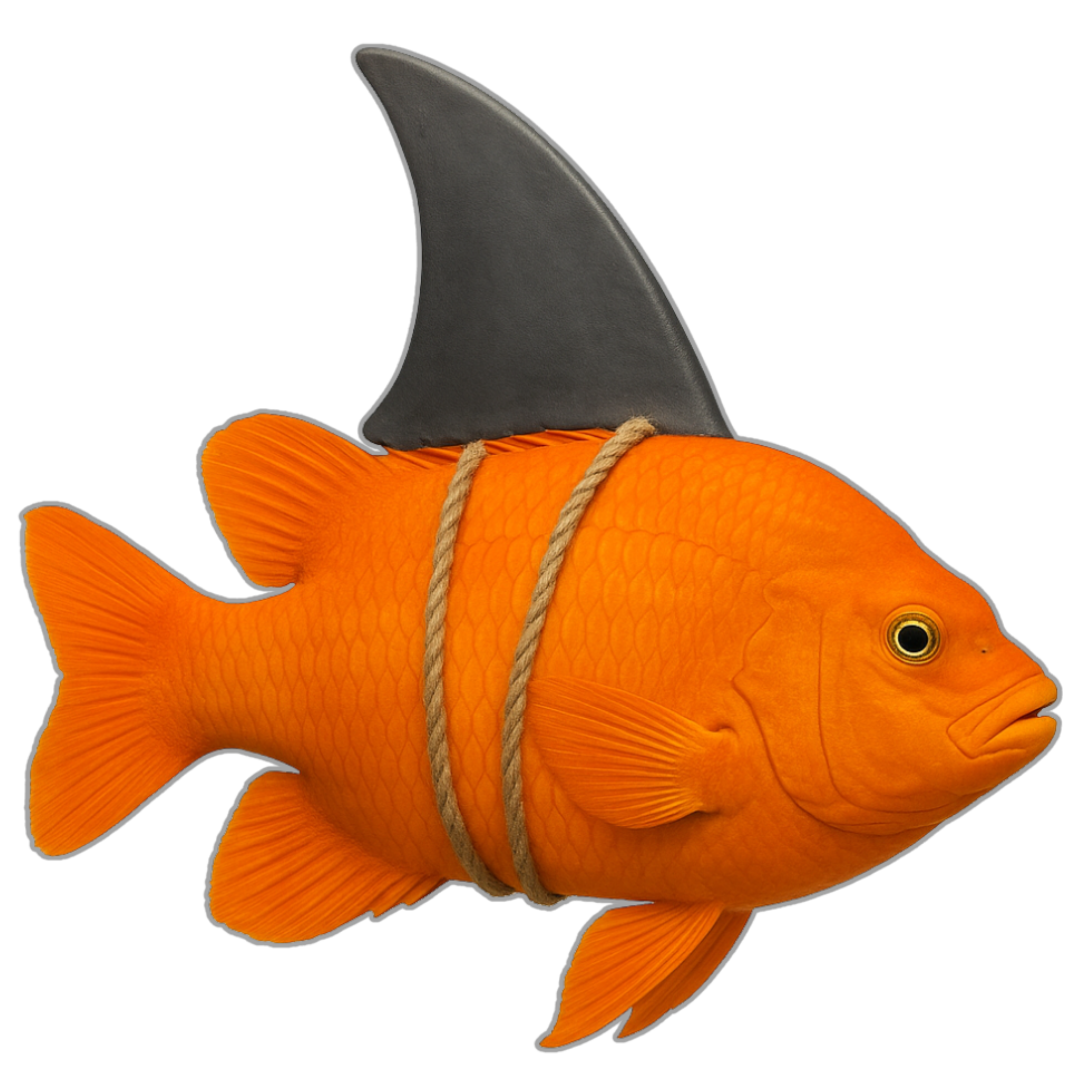 Funny Garibaldi fish graphic t-shirt dressed as shark with California ocean humor