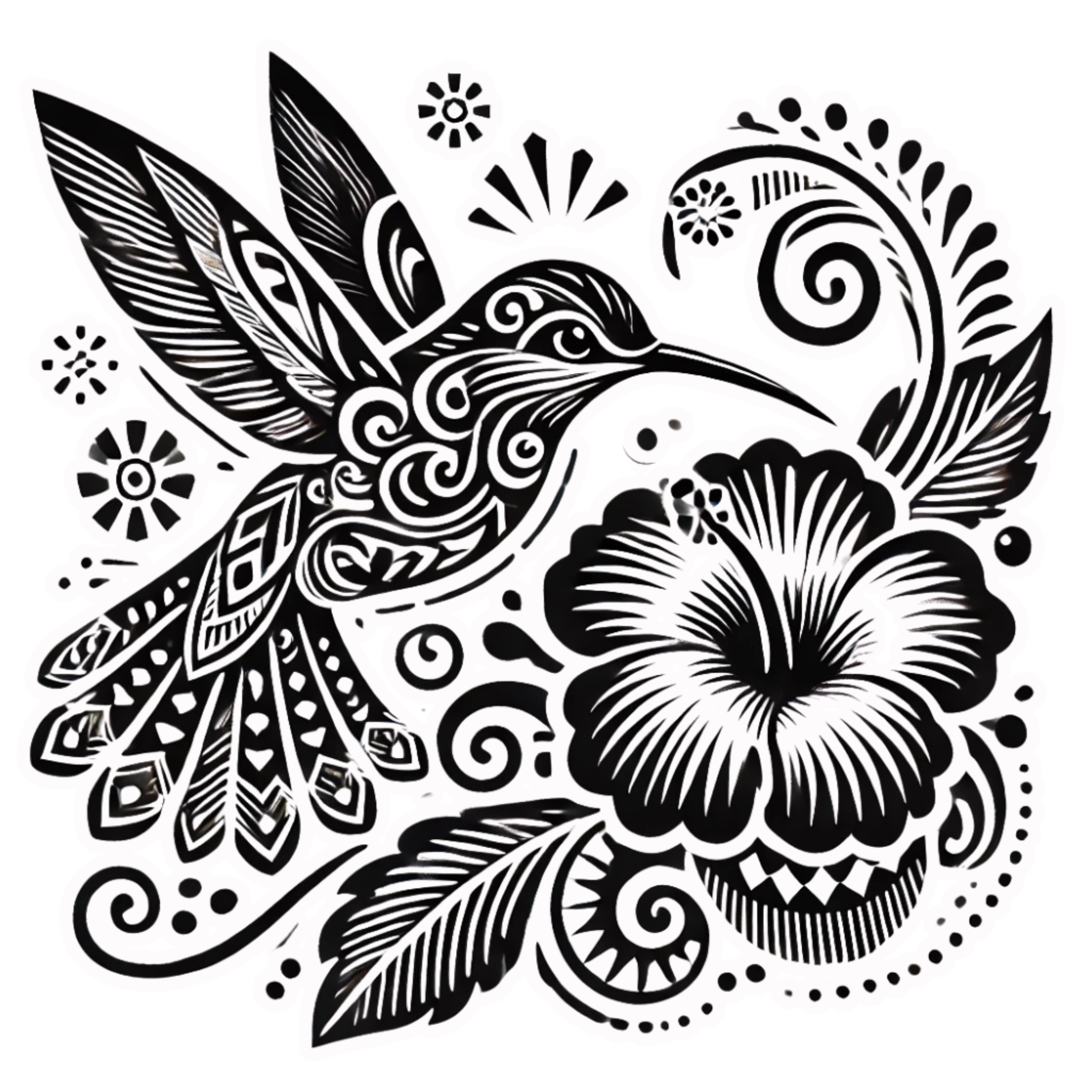Black and white hummingbird graphic t-shirt for bird watchers and nature lovers