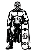 Lucha Sk8 graphic t-shirt featuring masked luchador skateboarder with underground skate aesthetic