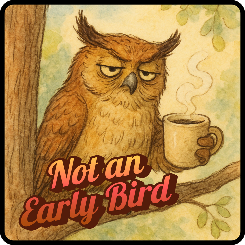 Funny owl coffee graphic t-shirt for people who are not morning people