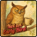 Funny owl coffee graphic t-shirt for people who are not morning people