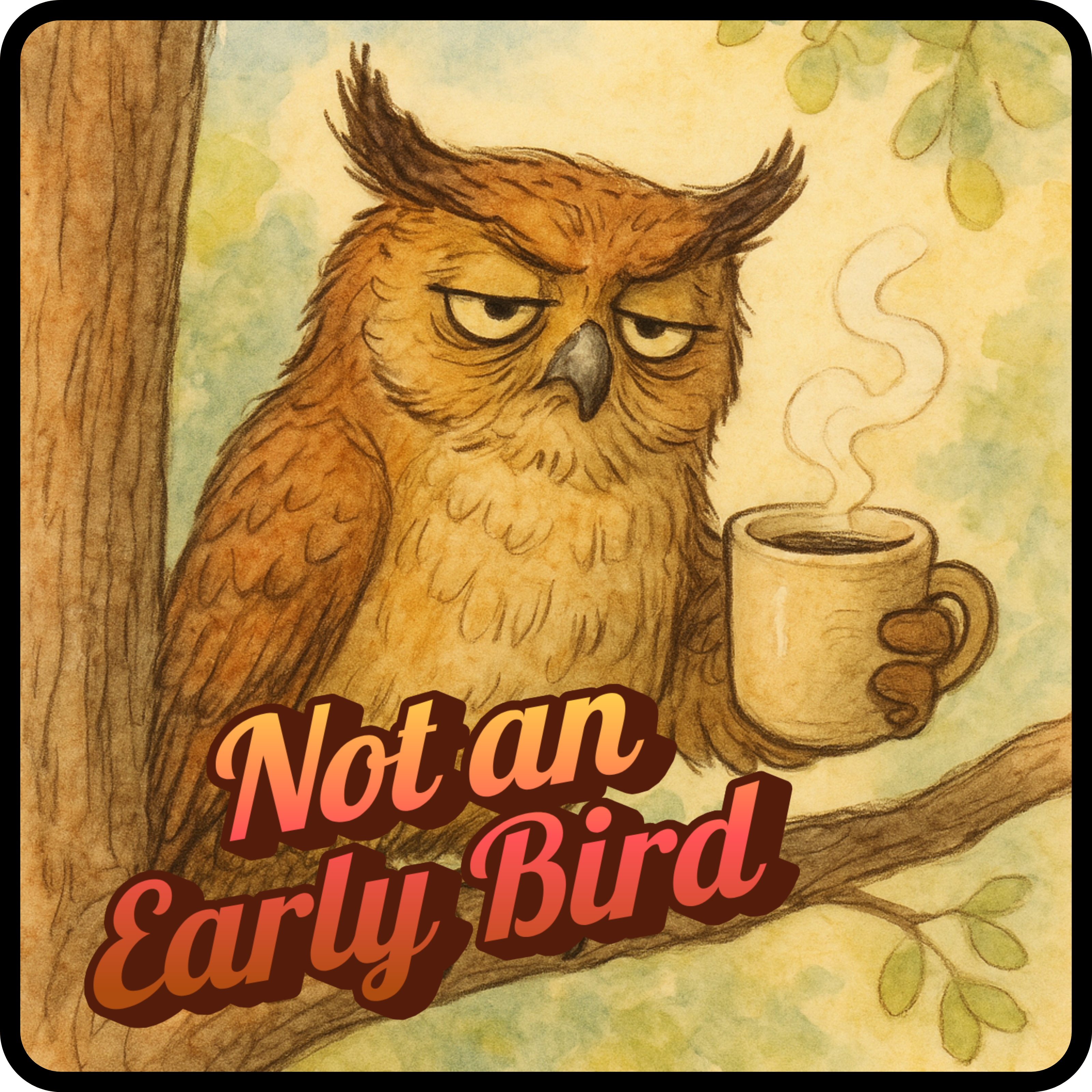 Funny owl coffee graphic t-shirt for people who are not morning people