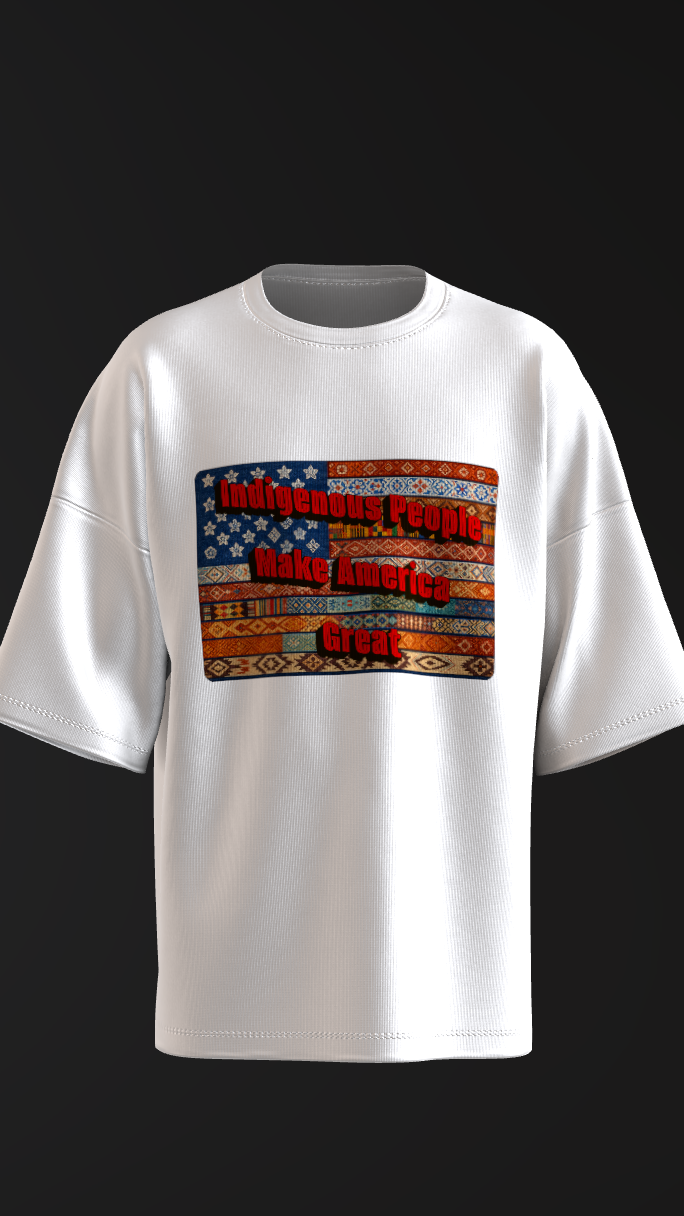 Indigenous-inspired Americana statement shirt celebrating heritage and resilience