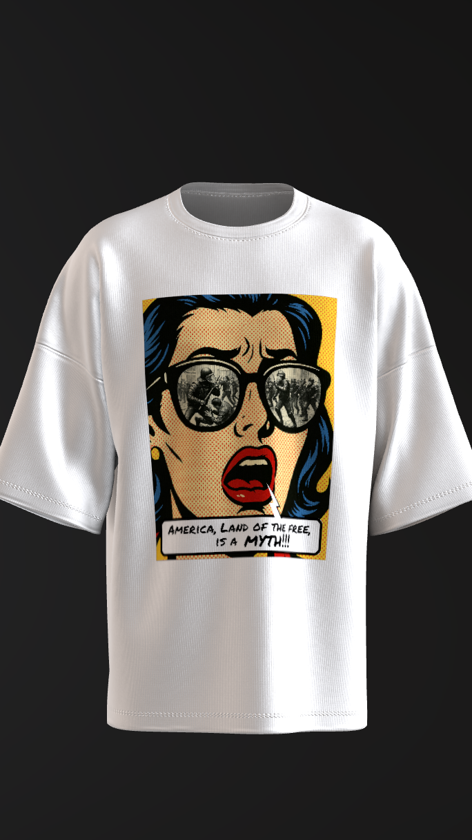Thought-provoking Americana shirt with retro patriotic aesthetic