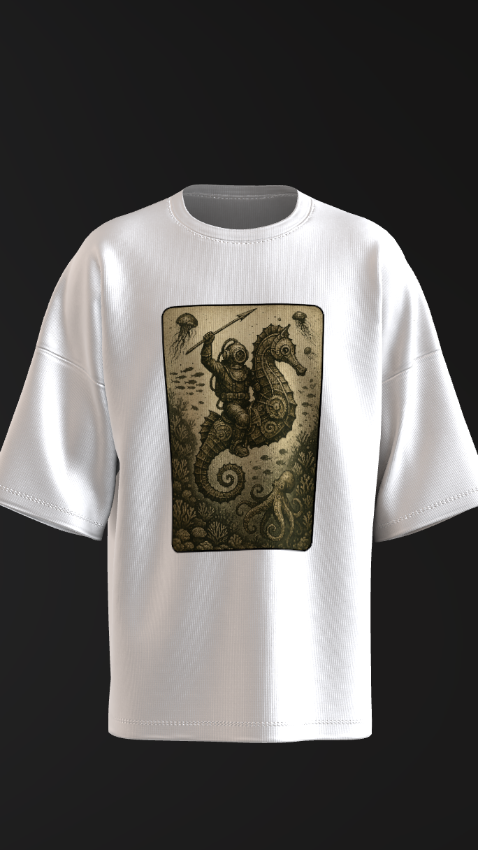 Steampunk ocean adventure graphic tee for fantasy and marine life lovers