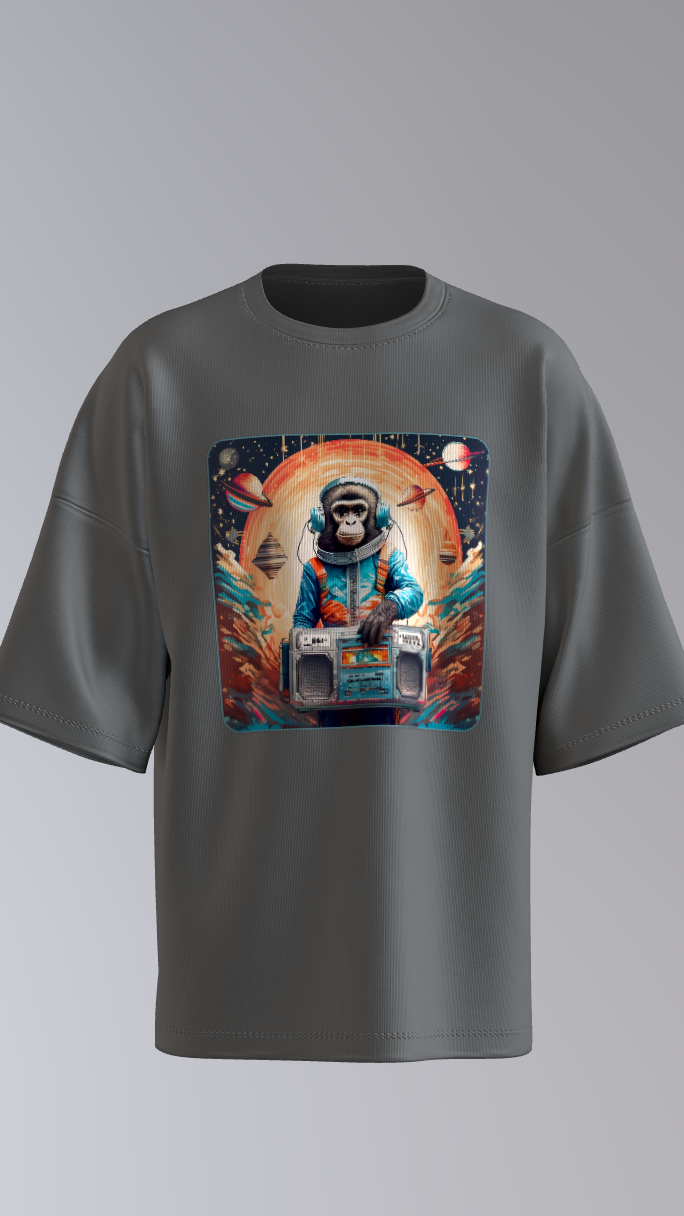 Funky Space Monkey Space Signal shirt with retro sci-fi and radio aesthetic