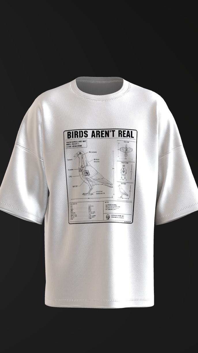 Funny raven surveillance unit shirt with engineering blueprint humor aesthetic